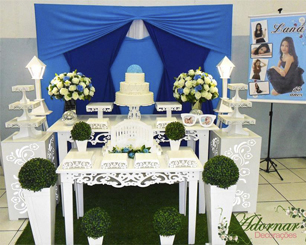 Decoração 15 Anos Azul Claro e Azul Escuro