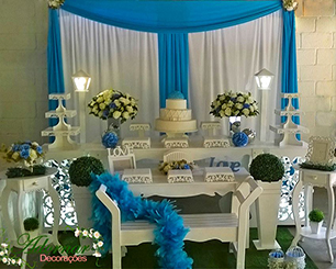 Decoração 15 Anos Azul e Branco