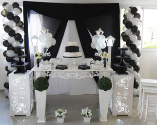 Decoração 15 Anos Preto e Branco