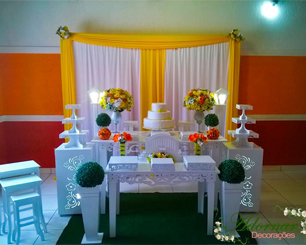 Decoração Casamento Amarelo e Laranja