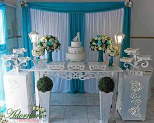 Decoração de Casamento Azul Tiffany Com Uma Mesa em Provençal