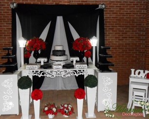 Decoração Casamento Preto e Vermelho