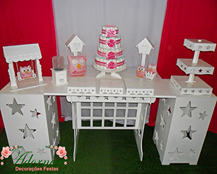 Kit Provençal Chá de Bebê Faça Você Mesmo Corujinha Kit Rosa