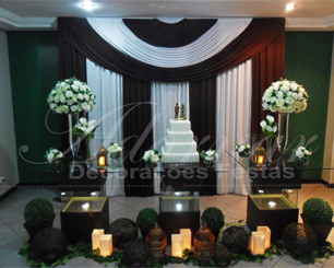 Decoração Casamento Com Mesa de Vidro Marrom e Branco